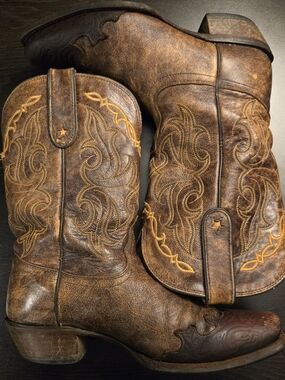 Tony Lama Women's Bark Santa Fe VF6004 Western Cowgirl All Leather Boots Sz 8.5